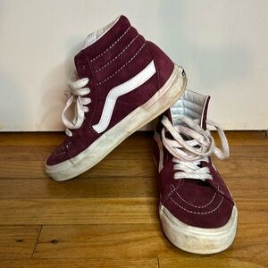 Dark maroon red high top vans size 8